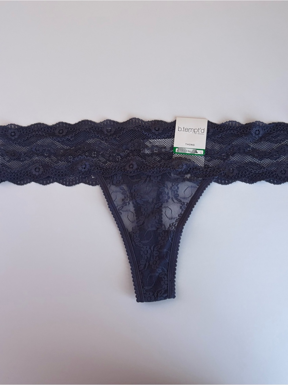 b.tempt'd Navy Lace Thong